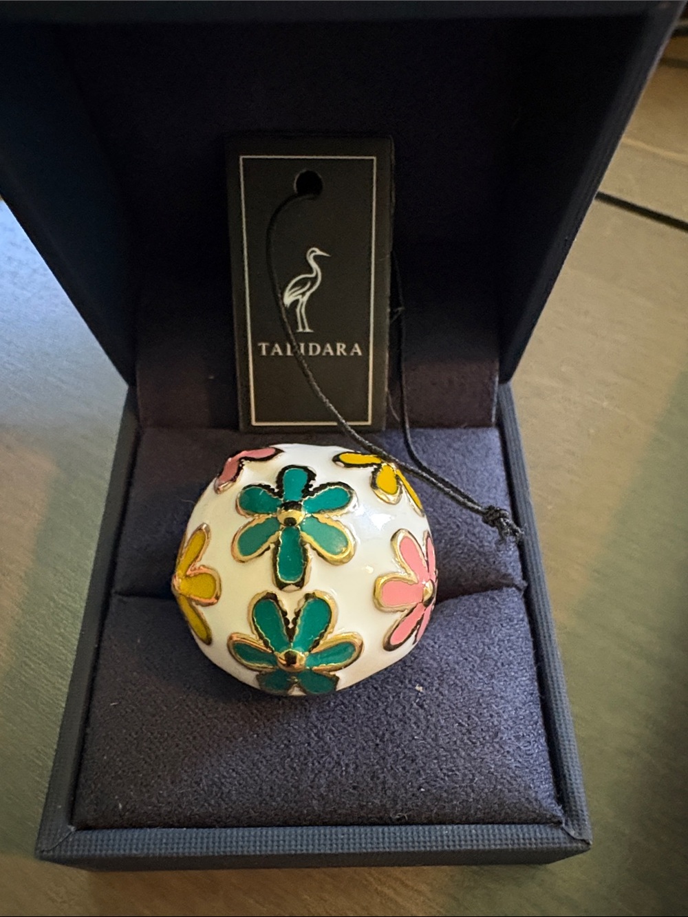 Talidara White Enamel Floral Ring - Multicolor Flowers Retail $230